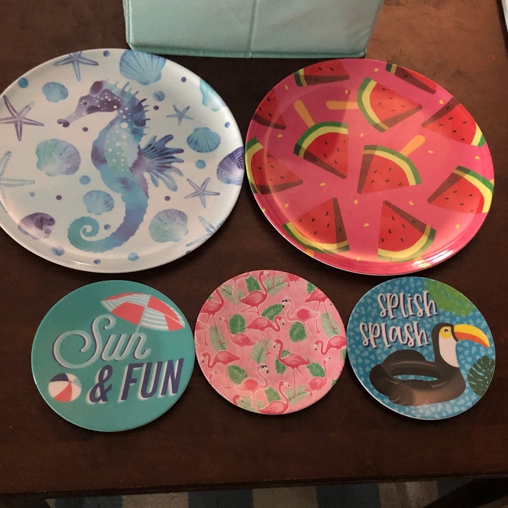 🍄 Summer Melamine Large & Small Plate Set